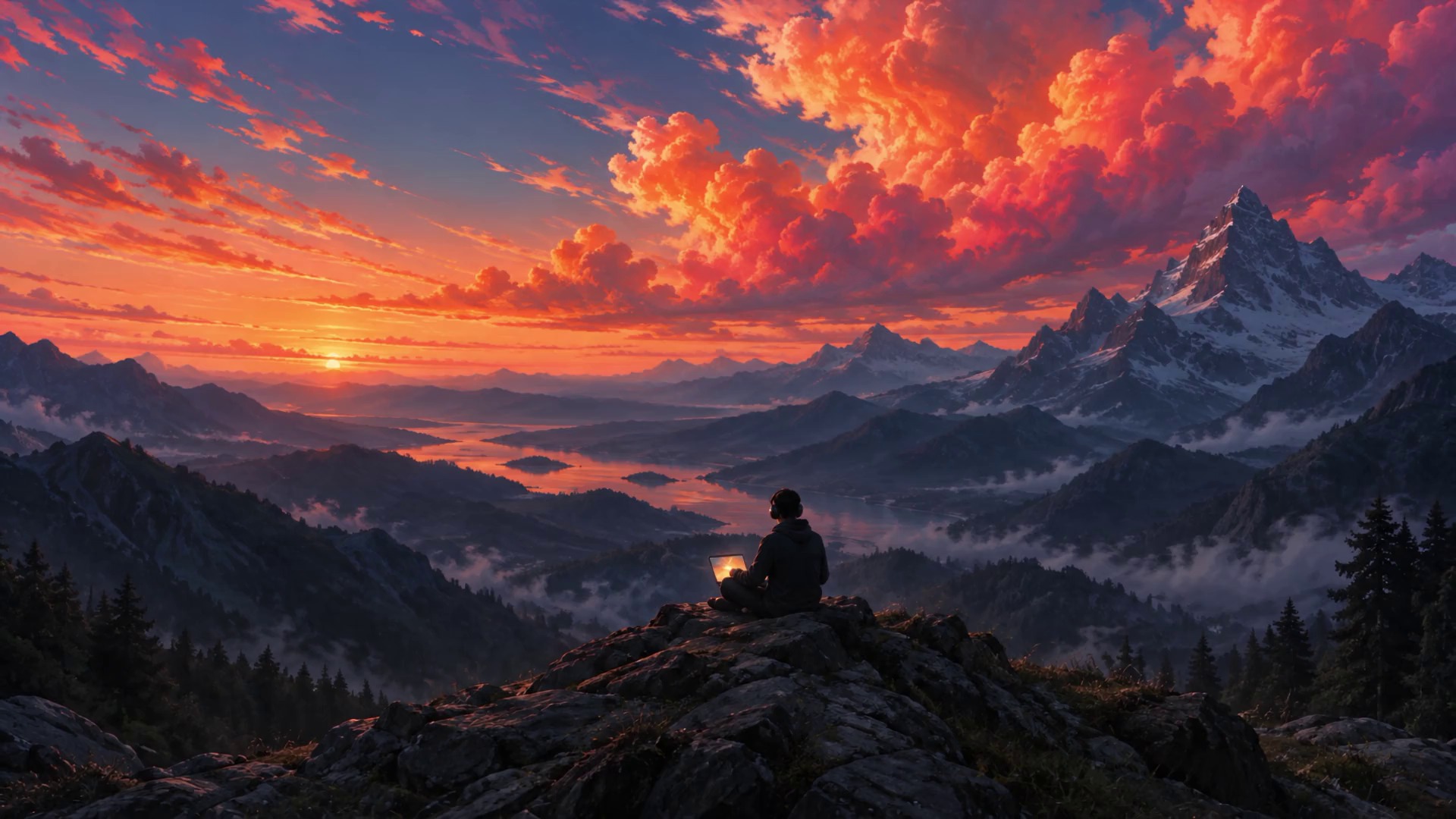 Sunset mountain panorama